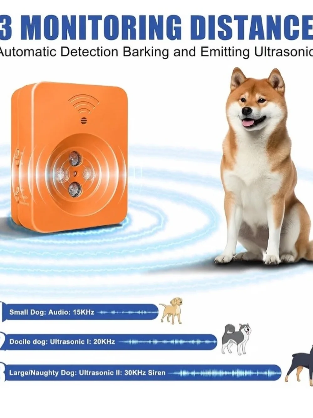 Ultrasonic Dog Bark Deterrent - Orange